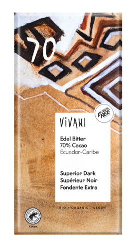 Vivani Chocolat noir 70% Santo Domingo bio 100g